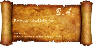 Borka Abdiás névjegykártya